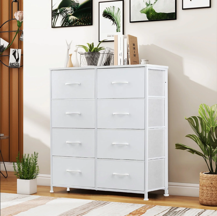 8 Drawers Dresser for Bedroom with Metal Frame, Wood Tabletop, Storage Chest Drawers