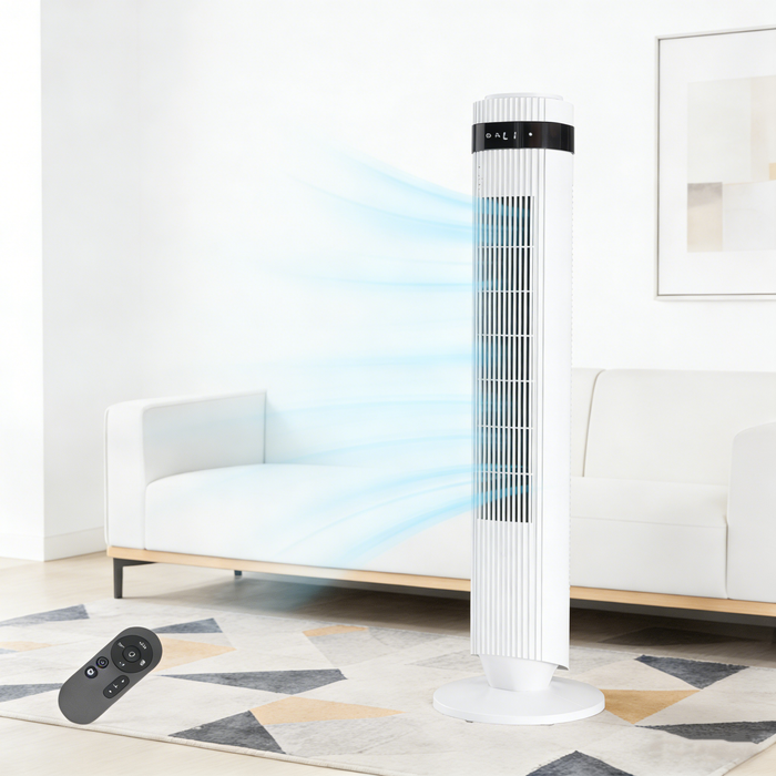 Beddle Tower Fan for Home, 36" Standing Floor Fan with Remote, Bladeless Fan Cold Air Quiet, 5 Speeds, 4 Modes, LED Display