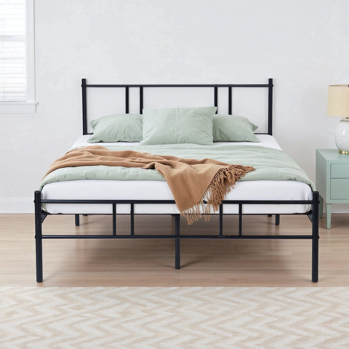 Full Size Metal Bed Frame, Classic Platform Bed Frame with Headboard, Delivers Firm & Sturdy Support, No Box Spring Needed, Black