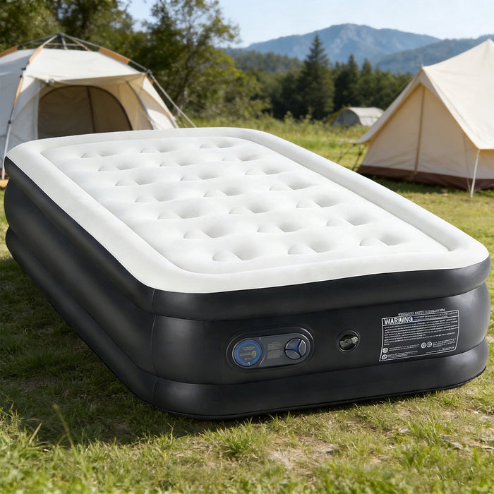 Nextay Air Mattress with Large Capacity Pump, 16'' Quick Inflatable Portable Camping Bed, Supports up to 660 lbs, Queen Size