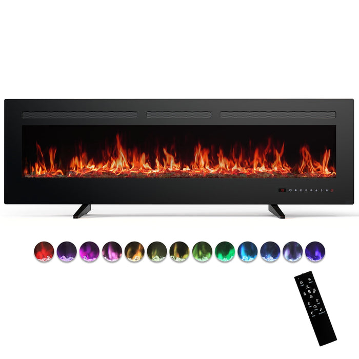 Betcozy Electric Fireplace, 60" Fireplace Heater with Remote, Adjustable Flame Color with Timer, Touch Screen, 1500W/750W Wall Mounted, Recessed Insert, Freestanding