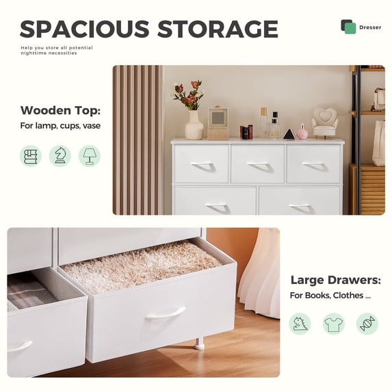 Aidoly 9-Drawer Dresser with Wooden Top, Adjustable Feet, Sturdy Metal Frame Dressers for Bedroom, Living Room