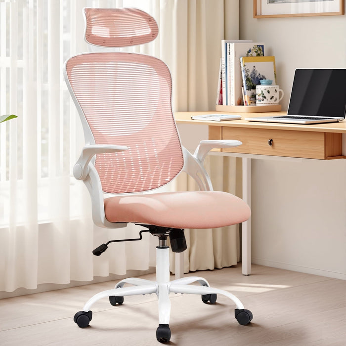 Bigleap Office Chair, Ergonomic Computer Chairs with Flip-up Arms,Pink