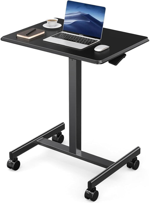 Betcozy Small Standing Desk, Mobile Stand up Desks with Lockable Wheels, Adjustable Height, 26 Inch Portable Rolling Laptop Computer Desks for Home, Brown