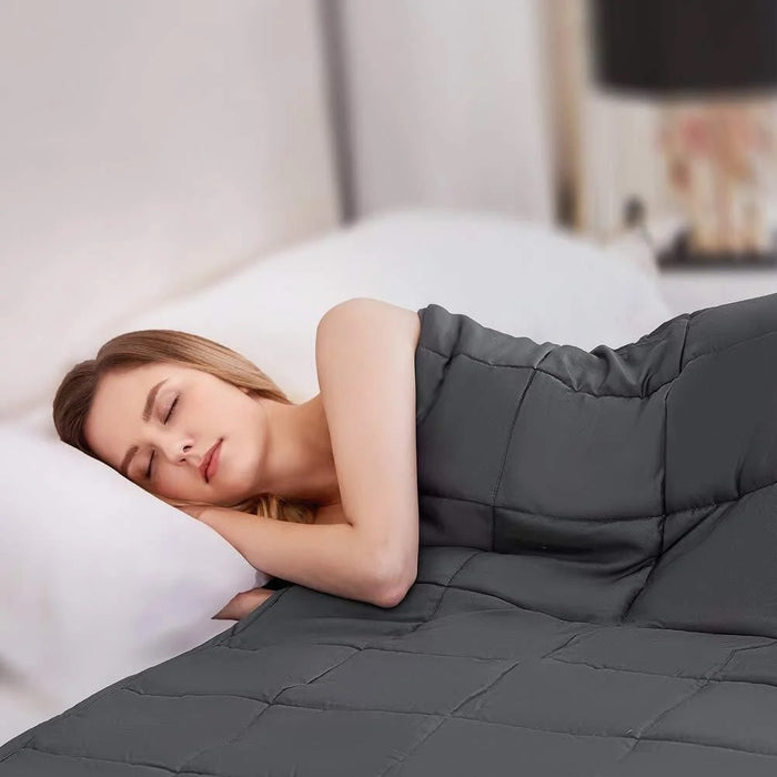 Weighted Blanket for Adults (15lbs,48"X72") Heavy Blanket for Sleeping , Twin Size Breathable Blanket with Premium Glass Bead, Machine Washable