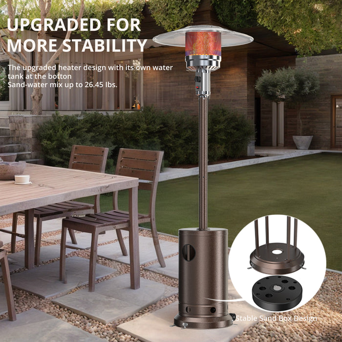 Propane Patio Heater, 48,000 BTU Steel Patio Heater,  Premium Standing Propane Patio Heater with Wheels and Cover, Brown