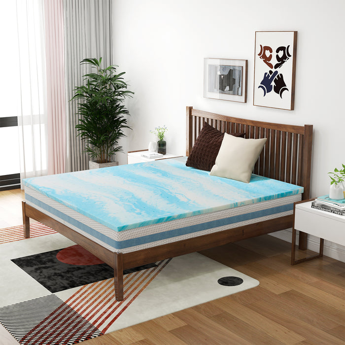 Full Memory Foam Mattress Topper, 3'' Cooling Gel Mattress Topper CertiPUR-US Certified