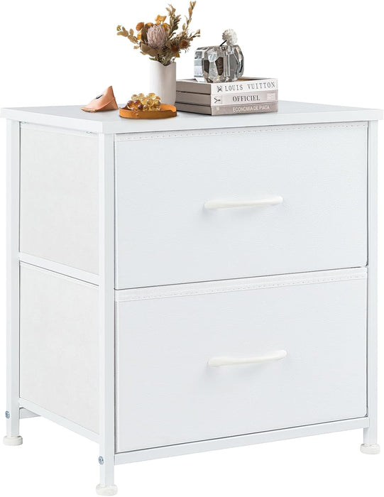 Simenmax Nightstand, 2 Drawer Dresser for Bedroom, Bedside Furniture, End Table for Bedroom, Closet, Entryway, White