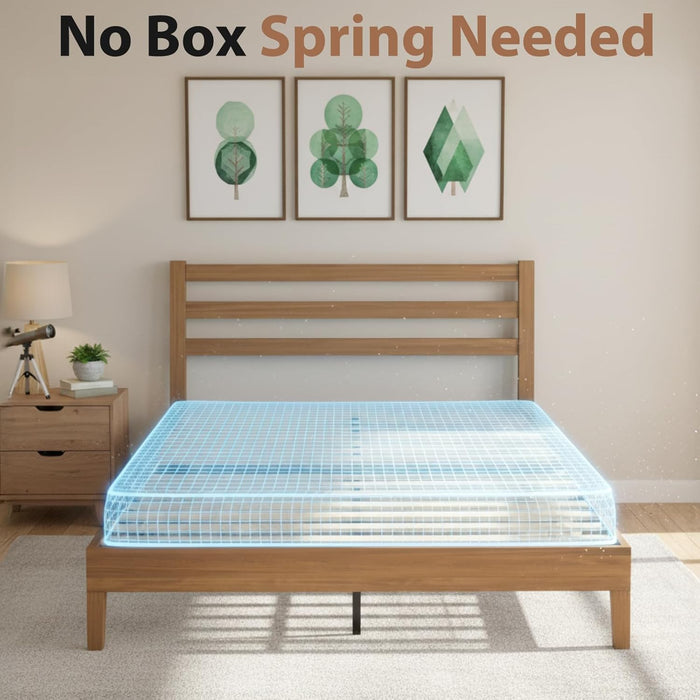 Simenmax Twin Size Solid Wood Bed Frame with Headboard, 1100 lbs Heavy Duty Support BedFrame No Box Spring Needed, Underbed Storage