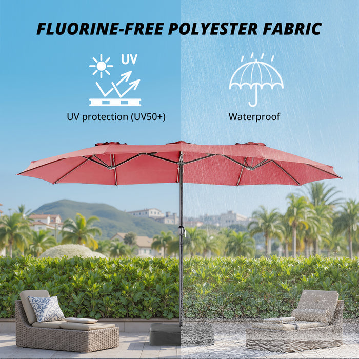 Betcozy Patio Umbrella with Base, 15ft Large Double-Sided Rectangle Umbrella, Outside Market Umbrellas for Deck, Poolside, Backyard