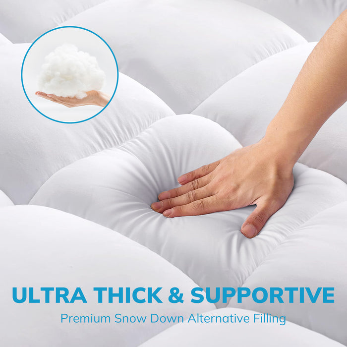 TwinXL Size Mattress Pad, Extra Thick Mattress Pad/Topper 8-21" Deep Pocket Soft Down, Fill Mattress Protector Pillow Top Mattress Cover(White)