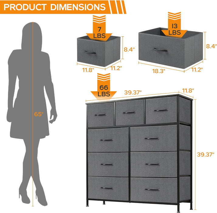 Beddle Modern Drawer Fabric Dresser, Chest of Drawer Organizer Storage Cabinet for Bedroom Clothes Closet, Entryway