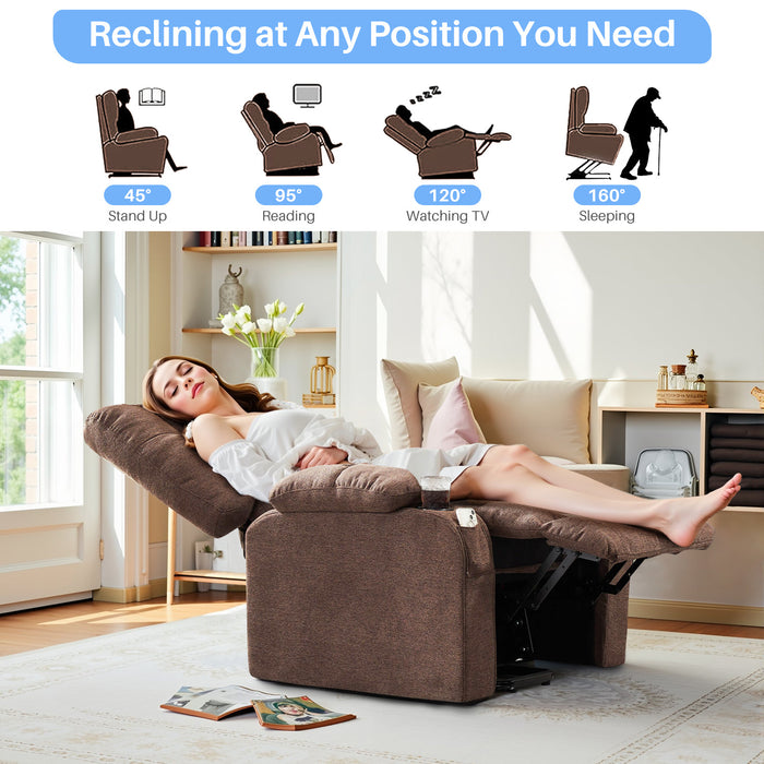 Simenmax Recliner Chair with Massage and Heating, Home Theater Seating with Lumbar Support, Adjustable Electric Power Lift Chairs, Brown