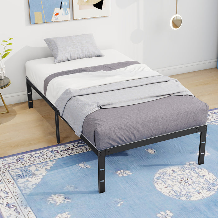 Simenmax Twin Size Metal Platform Bed Frame, Heavy Duty Mattress Foundation with Steel Slats Support, No Box Spring Needed, Black