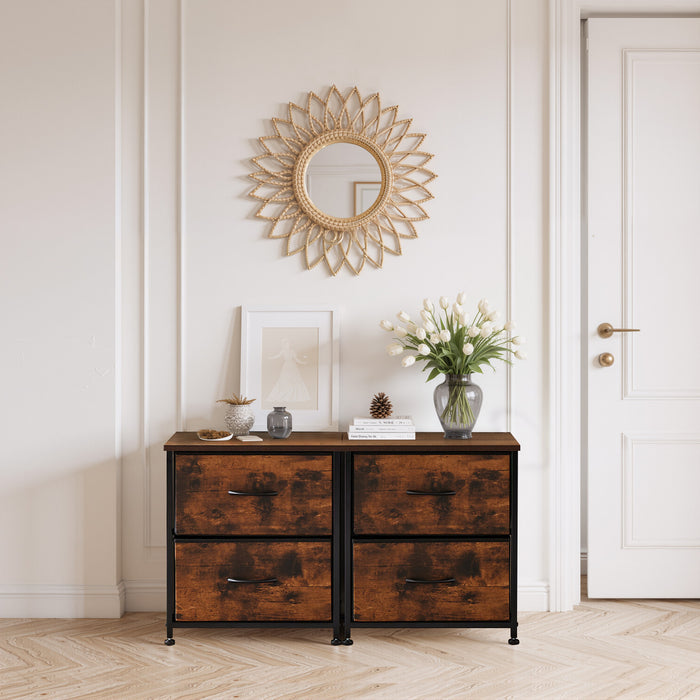 TINKLE WELL Small Nightstand Dresser with 2 Fabric Drawers, 20-Inch Tall Bedside Table for Bedroom, Closet, or Dorm Storage