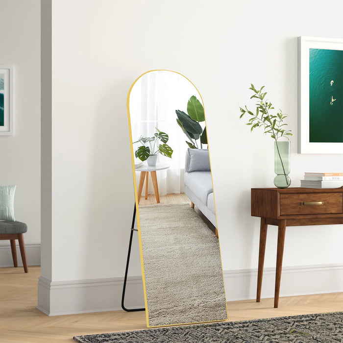 SIMENMAX Full Length Mirror, Full Body Mirror Floor Mirror Standing Hanging or Leaning Wall, Wall Mirror with Stand Aluminum Alloy Thin Frame for Bedroom Cloakroom