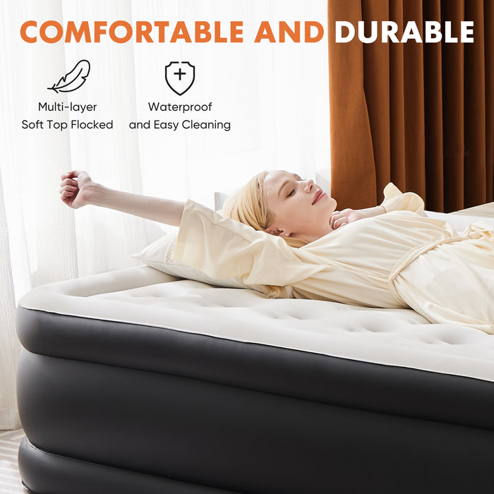 Sybels Queen Air Mattress 16" with Built-in Pump - Waterproof Raised Inflatable Bed for Camping, Home & Guest Use