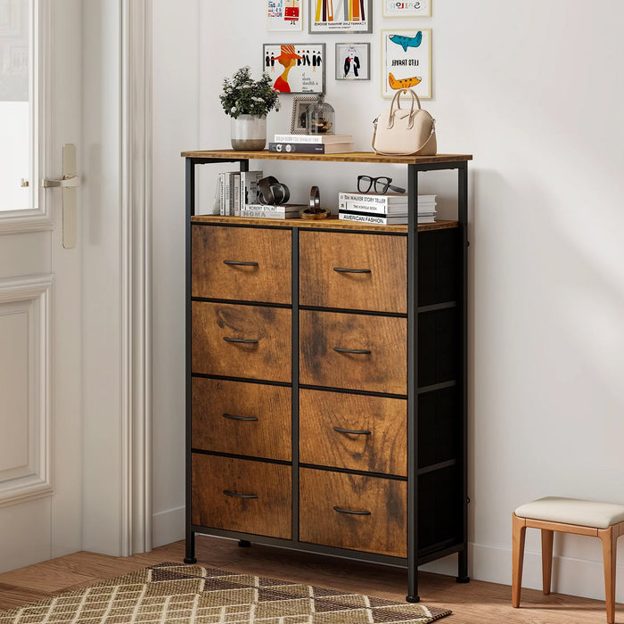 Bigleap 8-Drawer Dresser, Fabric Storage Cabinet, Clothes Organizer with Wood Top,Wardrobe, TV Stand for Living Room & Bedroom, Brown