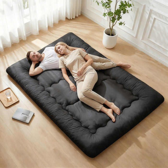 Beddle 3.94 in Memory Foam Floor Futon Queen Mattress, Foldable Roll-Up Tatami Bed with Storage Bag for Adults, Guest Room & RV
