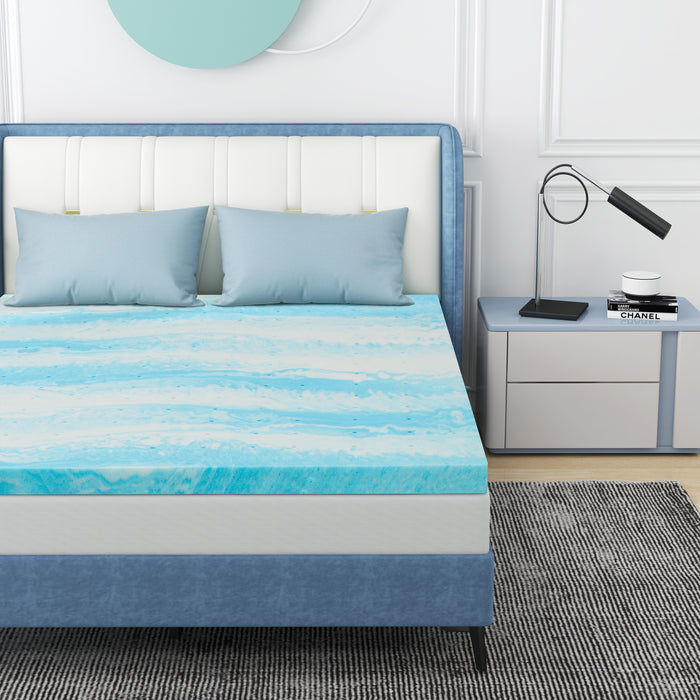 Simenmax Memory Foam Mattress Topper, Cooling Gel Mattress Topper CertiPUR-US Certified