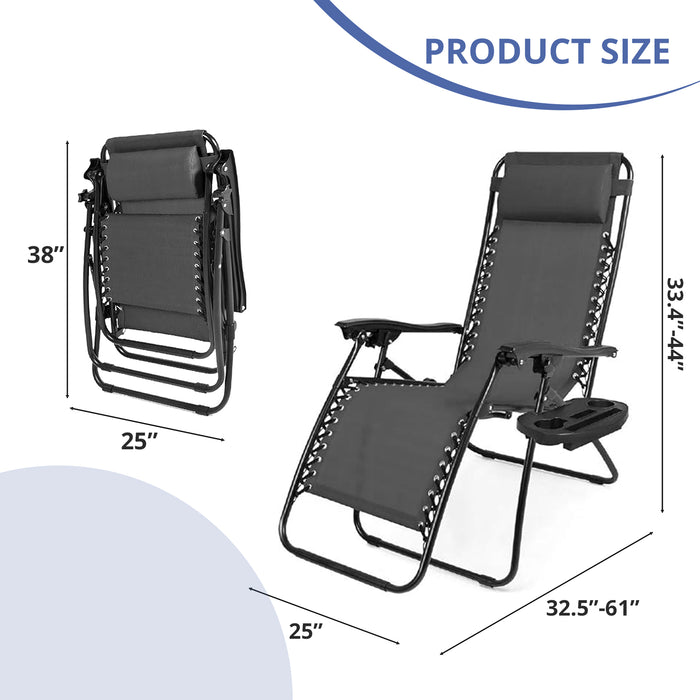 Simenmax Zero Gravity Chairs, Set of 2 Portable Recliner Beach Camping Patio Outdoor Folding Lounge Chair,Black