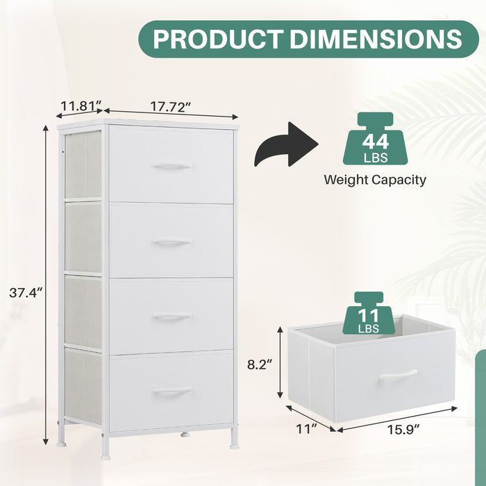 TINKLE WELL Storage Dresser with 4/5 Drawers, Removable Bins, Modern Wide Soft Fabric Chest Organizer for Bedroom, Hallway