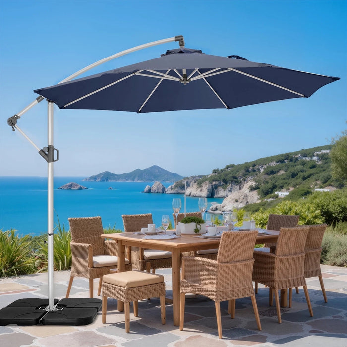 10FT Offset Patio Umbrella, Hanging Cantilever Outdoor Sun Shade with UV Protection for Backyard, Lawn, Garden and Pool
