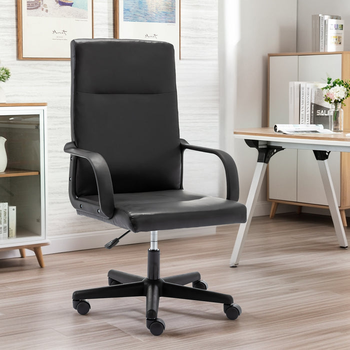Classic Office Chair, Computer Desk Chairs, Executive Breathable Leather Chair with Adjustable High, Armrest Support Swivel PC Chair, Black