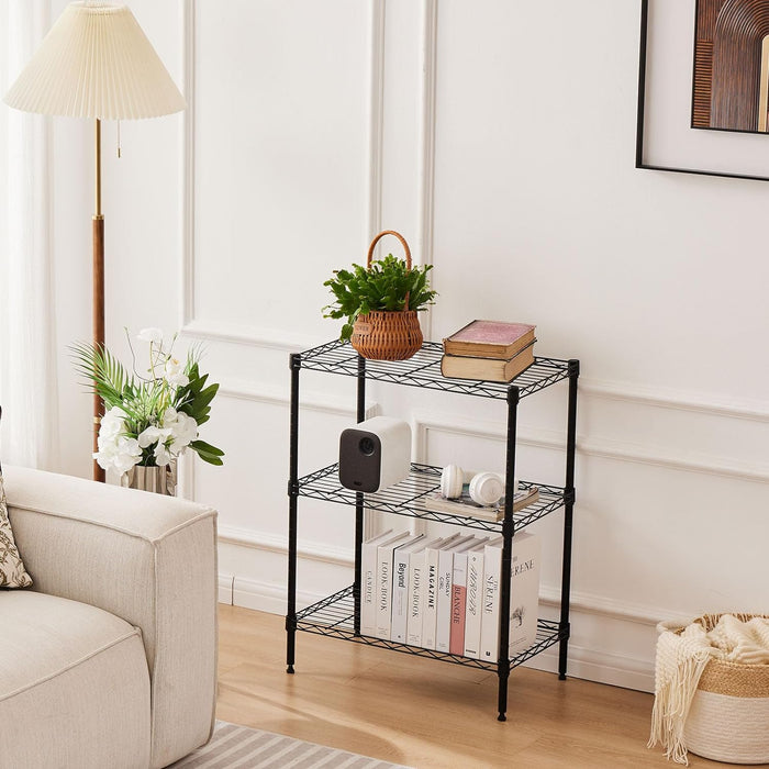 3-Tier Metal Storage Shelving, Adjustable Shelves Unit Heavy Duty Standing Shelf Organizer for Kitchen, Closet, Pantry, Garage, Bathroom, Laundry