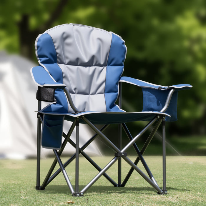 Dozzle Heavy Duty Portable Camping Chair - 500 lb Capacity Oversized Seat, Includes Cooler Bag, for Camping, Backyard, Beach , Black