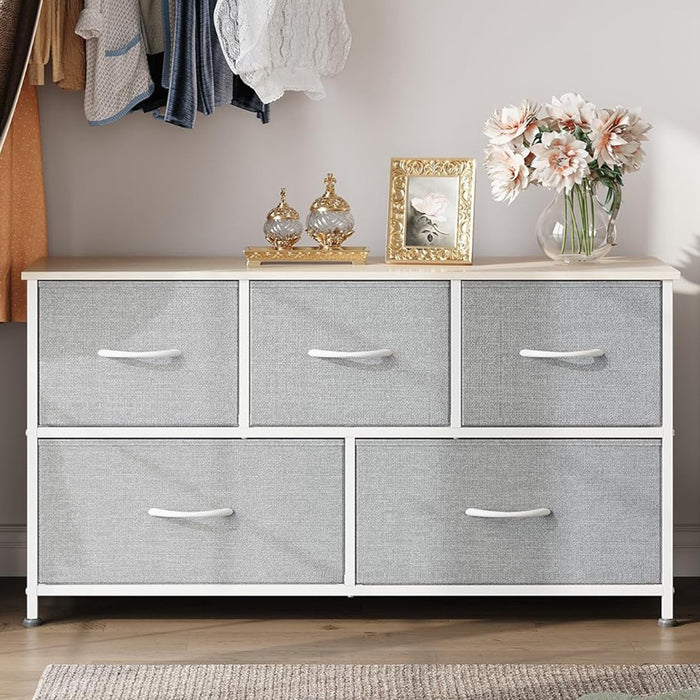 Simenmax 4/5/7/8/9Dresser, Storage Drawers with Removable Fabric Bins, Fabric Closet Chests Organizer for Bedroom, Closet, Living Room, Light Gray