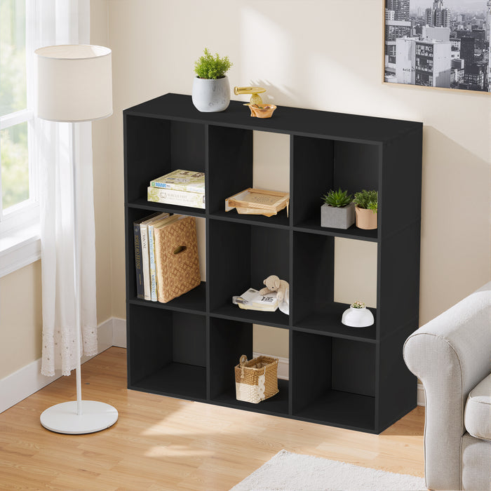 Simenmax 9 Cube Storage Organizer, Bookshelf with 5 Removable Back Panels for Living Room, Bedroom, Home Office, Black