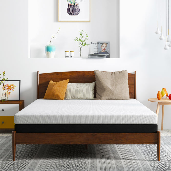 2 in 1 Queen Mattress, 8 Inch Gel Memory Foam Mattress with Cover, Pressure Relief and Pain Ease, Medium Firmness, Gray Mattress topper in a box, Made in USA