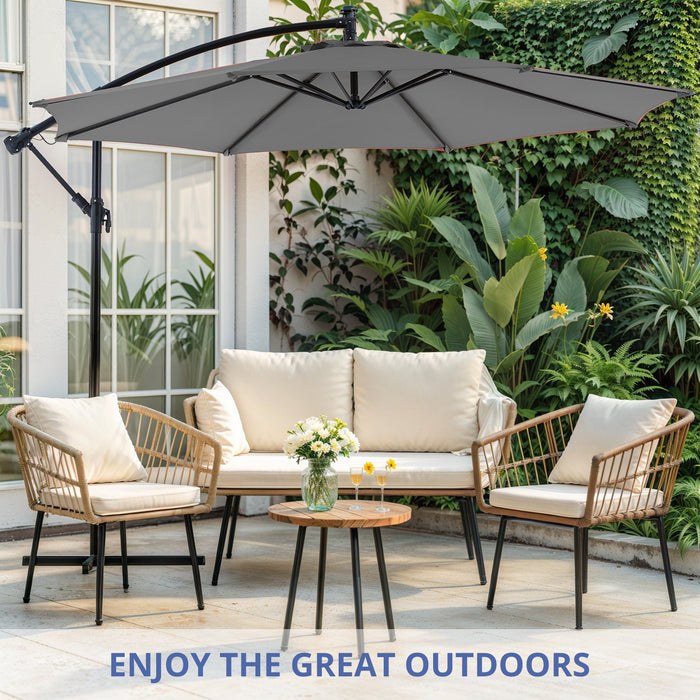 Simenmax 10ft Offset Umbrella Cantilever Patio Hanging Umbrella Outdoor Market Umbrella with Crank & Cross Base Suitable for Garden, Lawn, backyard and Deck,Blue