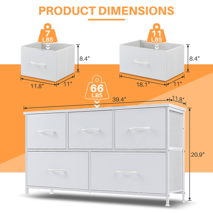 Simenmax Storage Dresser for Bedroom, Wide Fabric Closet Chests Organizer Tower Furniture