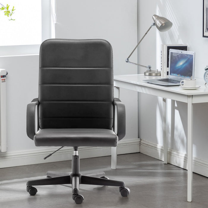 Office Chair, High Back Ergonomic Computer Desk Chair with Arms, Height Adjustable Rolling Swivel Leather Chair for Home Study Working