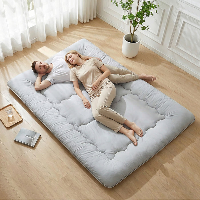 Beddle 3.94 in Memory Foam Floor Futon Queen Mattress, Foldable Roll-Up Tatami Bed with Storage Bag for Adults, Guest Room & RV