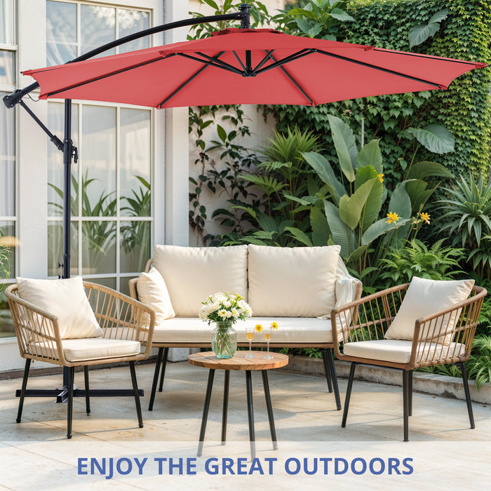 Simenmax 10ft Offset Umbrella Cantilever Patio Hanging Umbrella Outdoor Market Umbrella with Crank & Cross Base Suitable for Garden, Lawn, backyard and Deck,Blue