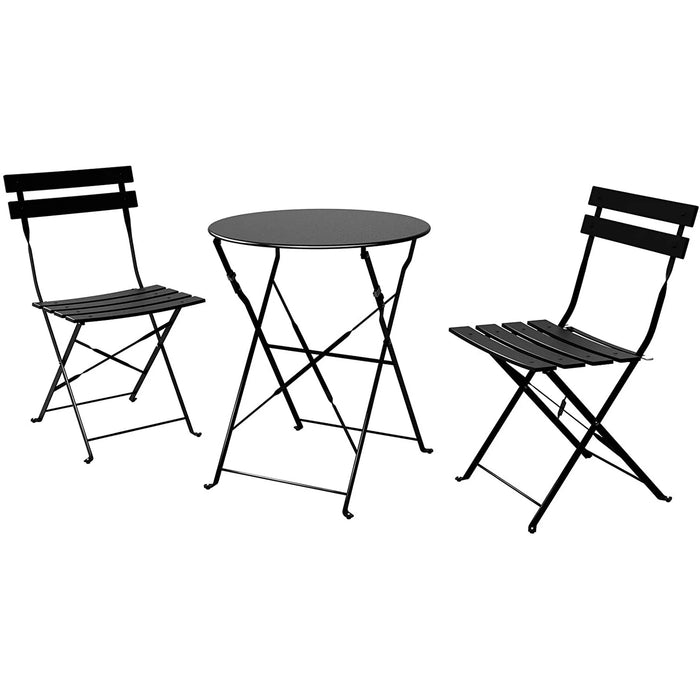 Mydepot Folding Outdoor Patio Furniture Set, 3 Piece Bistro Table & Chairs, Patio Dining Set