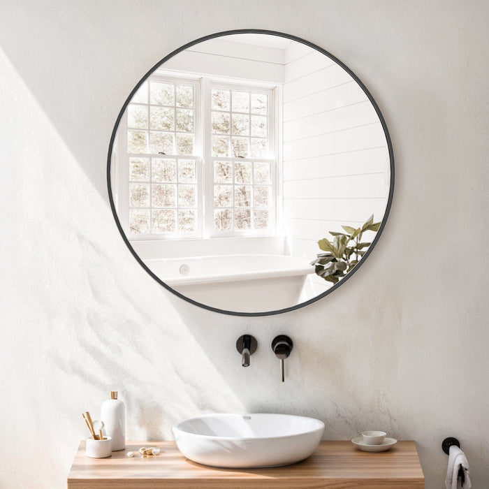 Bigleap Round Mirrors Wall Mirror 30 inch Circle Mirror for Bathroom,Black