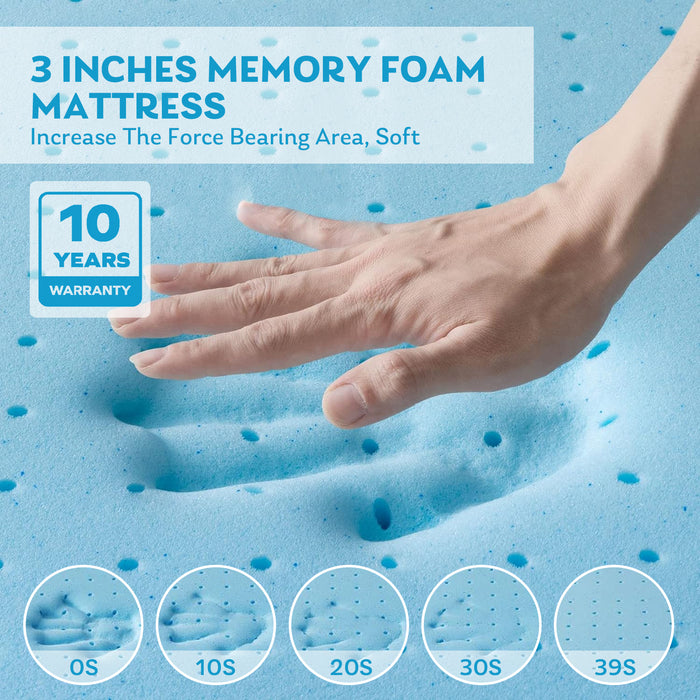 2,3 inch CalKing Size Cool Gel Memory Foam Mattress Topper with cover,Removable Soft Cover, Comfort Body Support & Pressure Relief