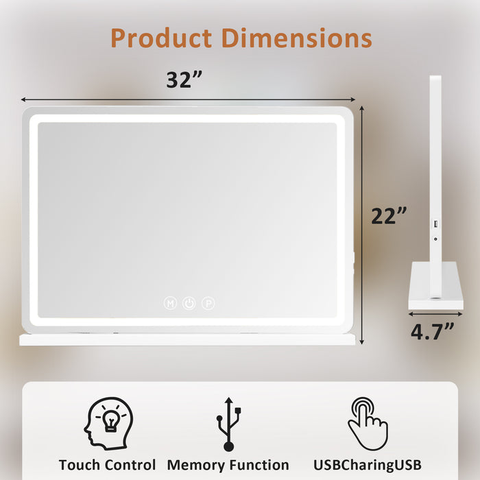 Beddle  LED Vanity Mirror with Lights - Dimmable, 3 Color Modes, Touch Control