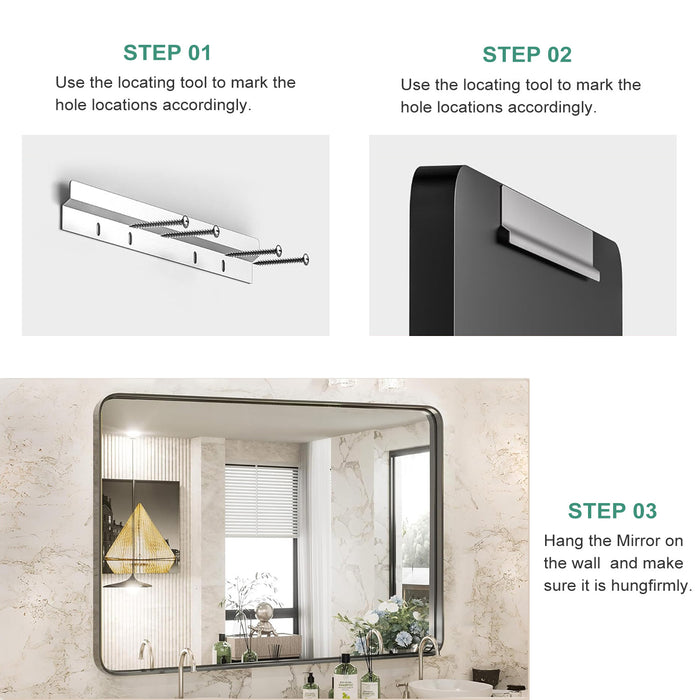 Simenmax Bathroom Mirror Large Rectangle Vanity Framed Mirror for Wall, Tempered Glass, Hangs Horizontally or Vertically