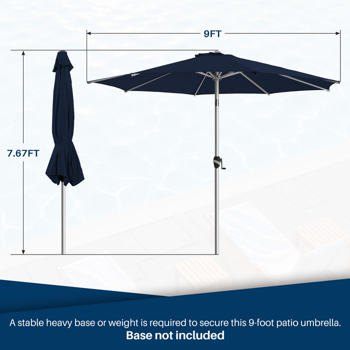 Sybels 9FT Patio Umbrella with Push-Button Tilt - Fade-Resistant Aluminum Frame for Pool, Deck & Garden
