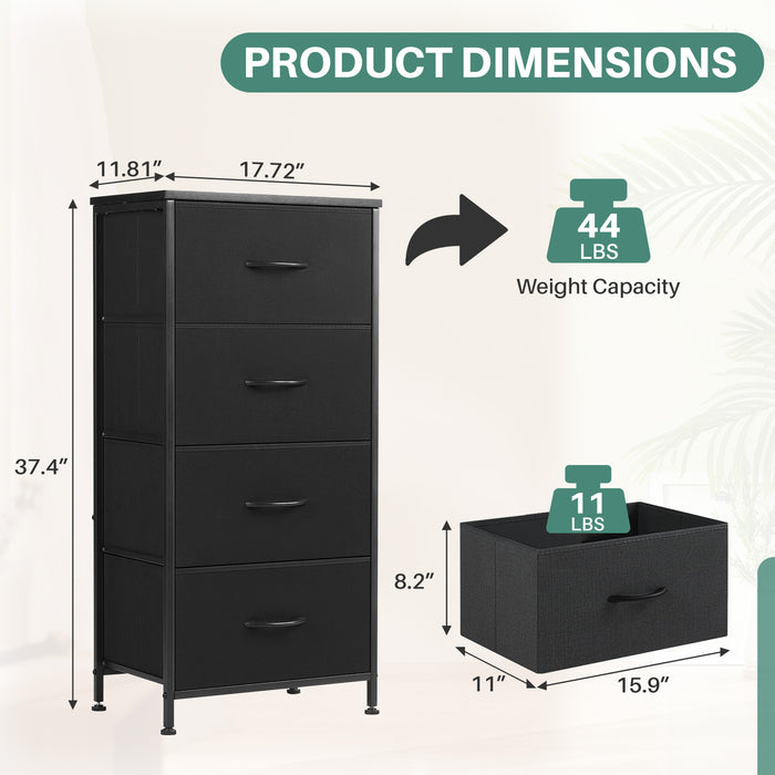 TINKLE WELL Storage Dresser with 4/5 Drawers, Removable Bins, Modern Wide Soft Fabric Chest Organizer for Bedroom, Hallway