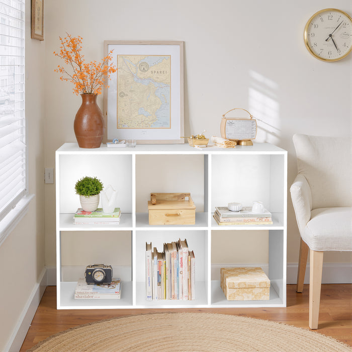TINKLE WELL 6/8/9-Cube Storage Shelf Organizer, Bookcase with Removable Back Panels, Adjustable White Wood Bookcase for Living Room, Home Office