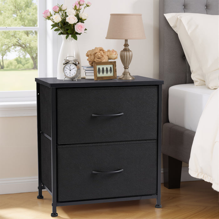 Simenmax Nightstand Set 2, 2 Drawer Dresser for Bedroom, Bedside Furniture, End Table for Bedroom, Closet, Entryway, Black