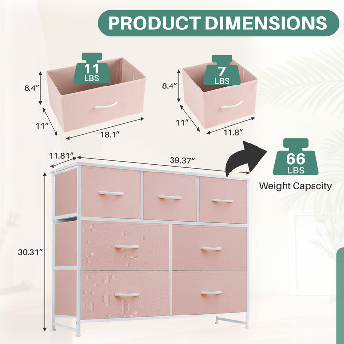 Beddle Dresser with Fabric Drawers for Bedroom, Wide Storage Chest with Drawer Organizer for Closet or Living Room
