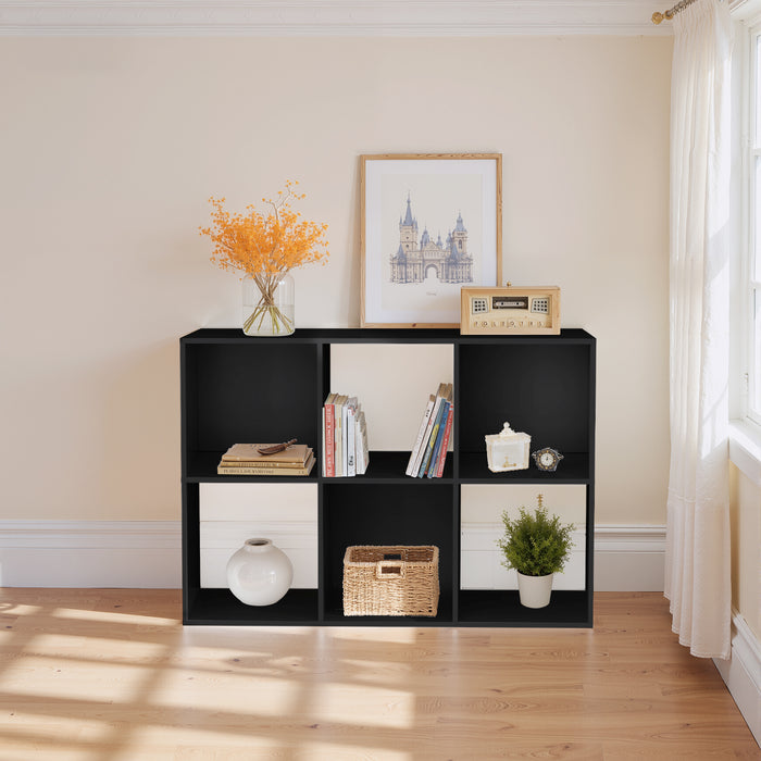 Simenmax 6 Cube Storage Organizer, Bookshelf with 3 Removable Back Panels for Living Room, Bedroom, Home Office, Black