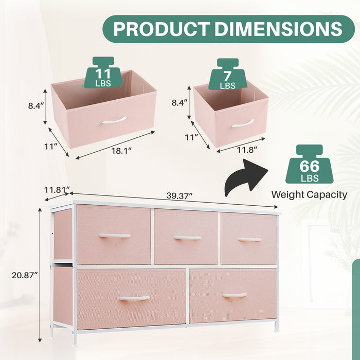 Beddle Dresser with Fabric Drawers for Bedroom, Wide Storage Chest with Drawer Organizer for Closet or Living Room
